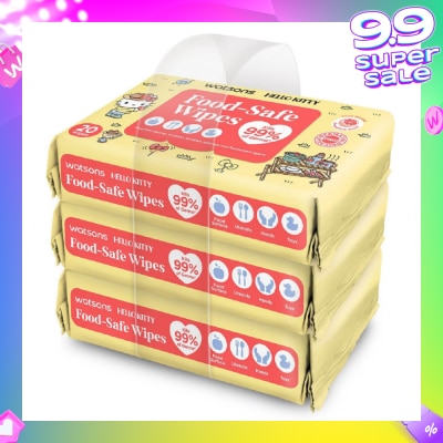 WATSONS Hello Kitty Food-Safe Wipes Grapefruit Scent (Kills 99% of Germs) 20s x 3 Packs