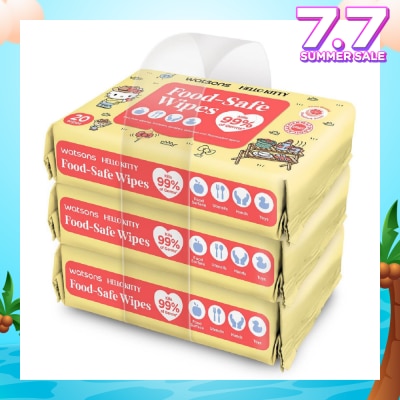 WATSONS Hello Kitty Food-Safe Wipes Grapefruit Scent (Kills 99% of Germs) 20s x 3 Packs