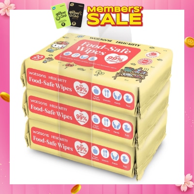 WATSONS Hello Kitty Food-Safe Wipes Grapefruit Scent (Kills 99% of Germs) 20s x 3 Packs
