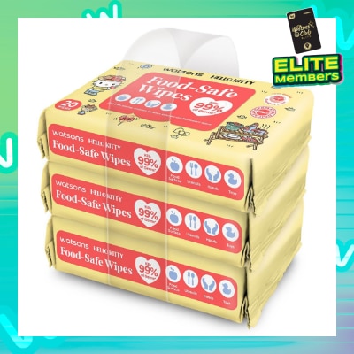 WATSONS Hello Kitty Food-Safe Wipes Grapefruit Scent (Kills 99% of Germs) 20s x 3 Packs