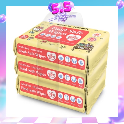 WATSONS - Hello Kitty Food-Safe Wipes Grapefruit Scent (Kills 99% of Germs) 20s x 3 Packs