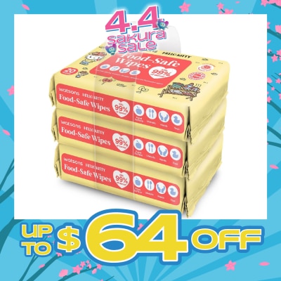 WATSONS - Hello Kitty Food-Safe Wipes Grapefruit Scent (Kills 99% of Germs) 20s x 3 Packs