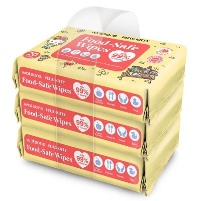 WATSONS Hello Kitty Food-Safe Wipes Grapefruit Scent (Kills 99% of Germs) 20s x 3 Packs