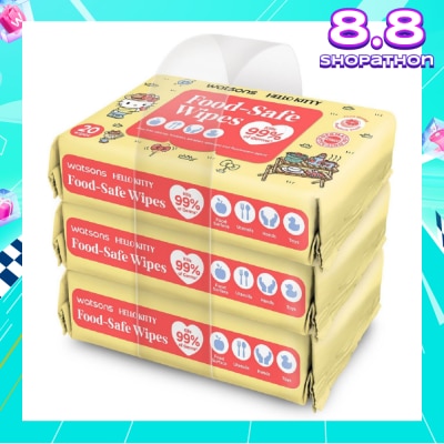 WATSONS Hello Kitty Food-Safe Wipes Grapefruit Scent (Kills 99% of Germs) 20s x 3 Packs