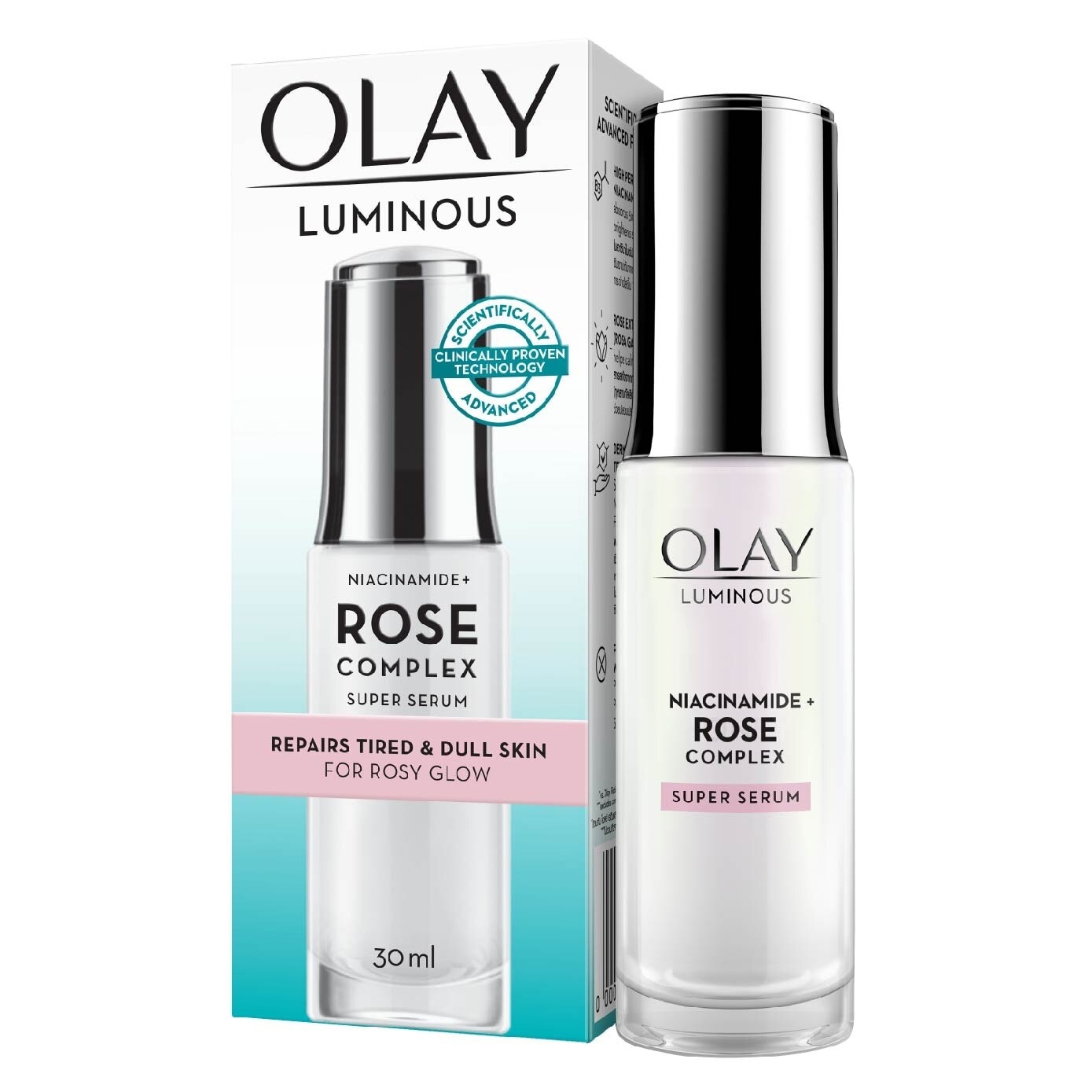 Luminous Rosy Glow Duo Bundle Packset consists Rose Serum 30ml + Rose Moisturiser 50g Free Retinol 8g x 2s