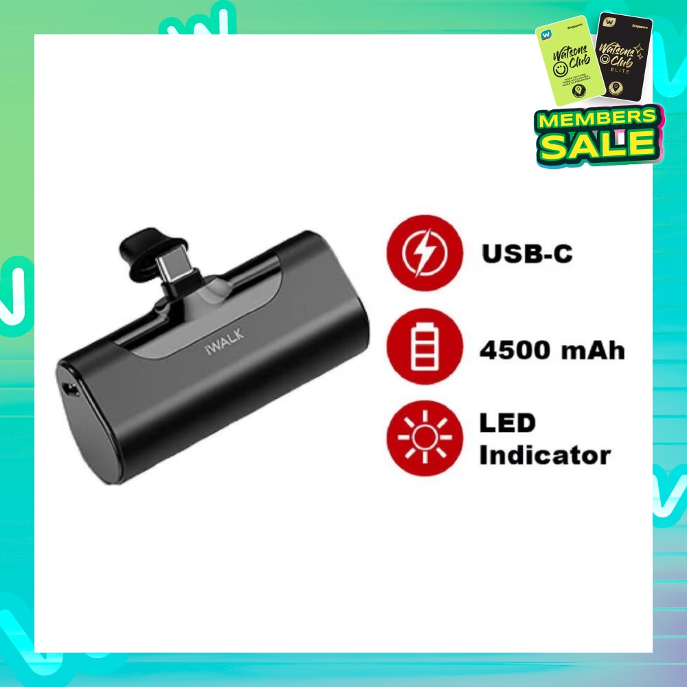 Small USB C Connector Portable Charger Powerbank 4500mAh Black 1s