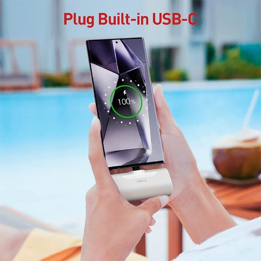 Small USB C Connector Portable Charger Powerbank 4500mAh White 1s