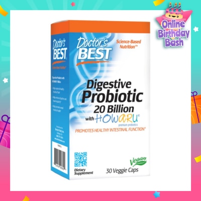 DOCTOR'S BEST Digestive Probiotic 20 Billion with Howaru Veggie Capsules (Promotes Healthy Intestinal Function) 30s