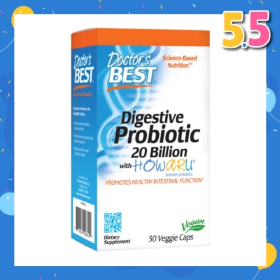 DOCTOR'S BEST Digestive Probiotic 20 Billion with Howaru Veggie Capsules (Promotes Healthy Intestinal Function) 30s