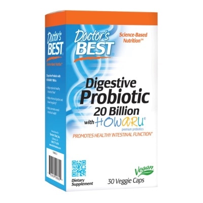 DOCTOR'S BEST Digestive Probiotic 20 Billion with Howaru Veggie Capsules (Promotes Healthy Intestinal Function) 30s