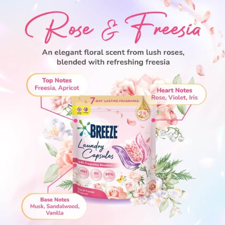 Laundry Capsule With Fragrance Boosters Rose & Freesia 36s