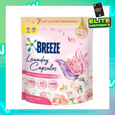 BREEZE Laundry Capsule With Fragrance Boosters Rose & Freesia 36s