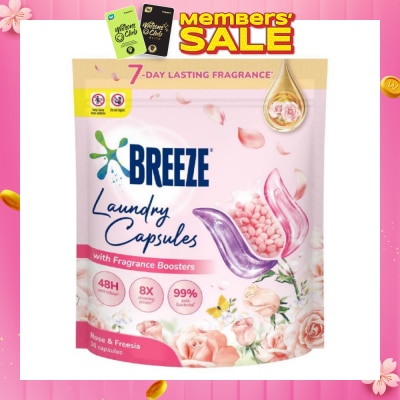BREEZE Laundry Capsule With Fragrance Boosters Rose & Freesia 36s