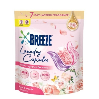 BREEZE Laundry Capsule With Fragrance Boosters Rose & Freesia 36s