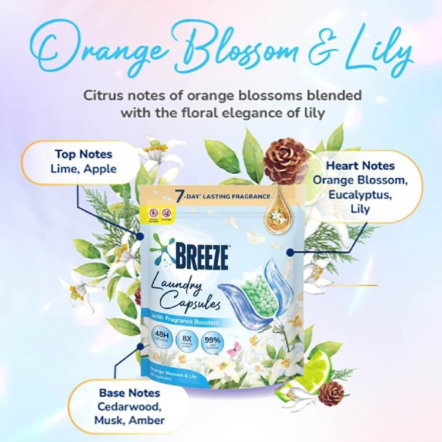 Laundry Capsule With Fragrance Boosters Orange Blossom & Lily 36s