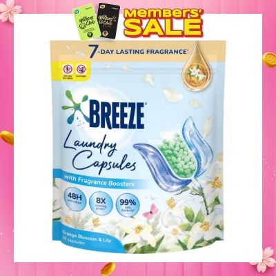 BREEZE Laundry Capsule With Fragrance Boosters Orange Blossom & Lily 36s