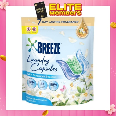 BREEZE Laundry Capsule With Fragrance Boosters Orange Blossom & Lily 36s