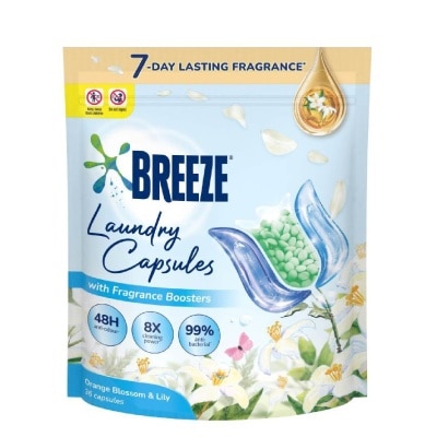 BREEZE Laundry Capsule With Fragrance Boosters Orange Blossom & Lily 36s