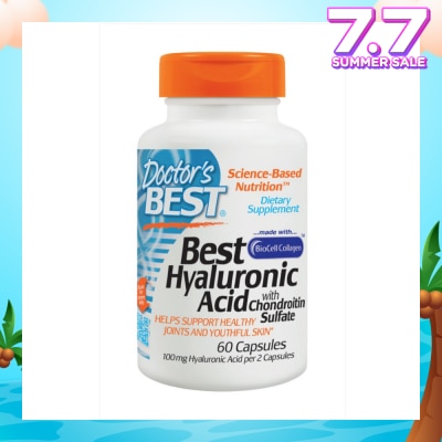 DOCTOR'S BEST Best Hyaluronic Acid with Chondroitin Sulfate Capsules 100mg (Helps SUpport Healthy Joints and Youthful Skin) 60s
