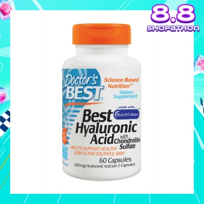 DOCTOR'S BEST Best Hyaluronic Acid with Chondroitin Sulfate Capsules 100mg (Helps SUpport Healthy Joints and Youthful Skin) 60s