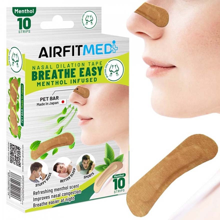 Breathe Easy Nasal Dilation Tape Menthol Infused Strip (To Breathe Easier At Night & Improves Nasal Congestion) 10s