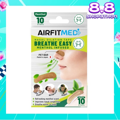 AIRFIT MEDI Breathe Easy Nasal Dilation Tape Menthol Infused Strip (To Breathe Easier At Night & Improves Nasal Congestion) 10s