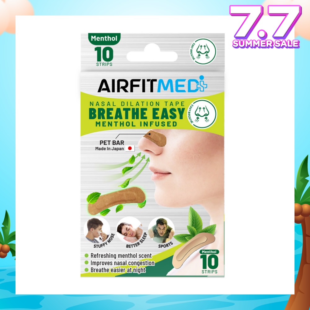 Breathe Easy Nasal Dilation Tape Menthol Infused Strip (To Breathe Easier At Night & Improves Nasal Congestion) 10s