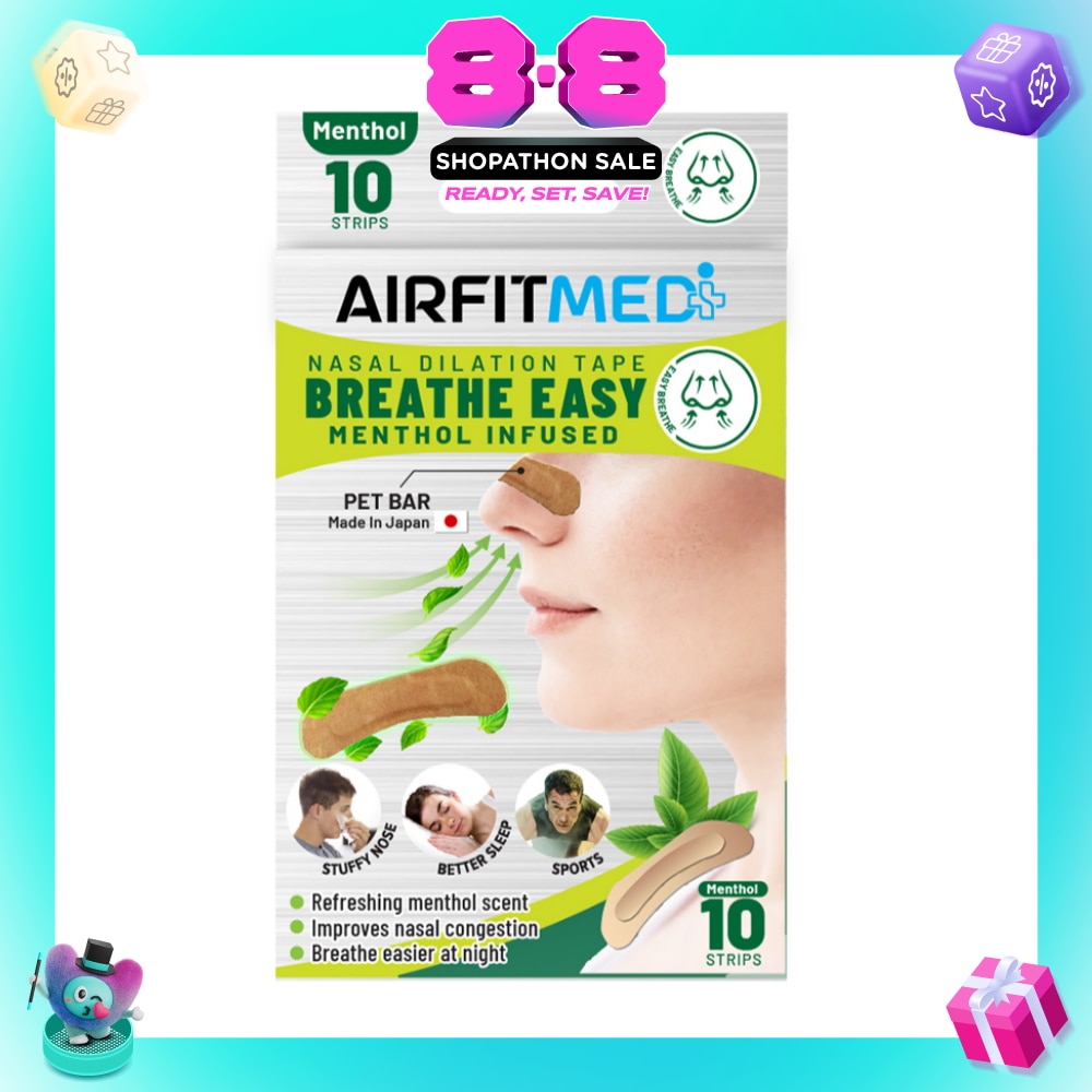 Breathe Easy Nasal Dilation Tape Menthol Infused Strip (To Breathe Easier At Night & Improves Nasal Congestion) 10s