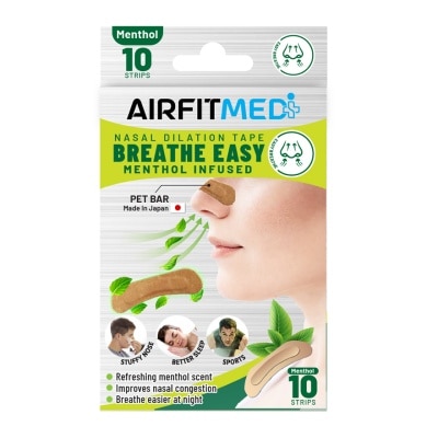 AIRFIT MEDI Breathe Easy Nasal Dilation Tape Menthol Infused Strip (To Breathe Easier At Night & Improves Nasal Congestion) 10s