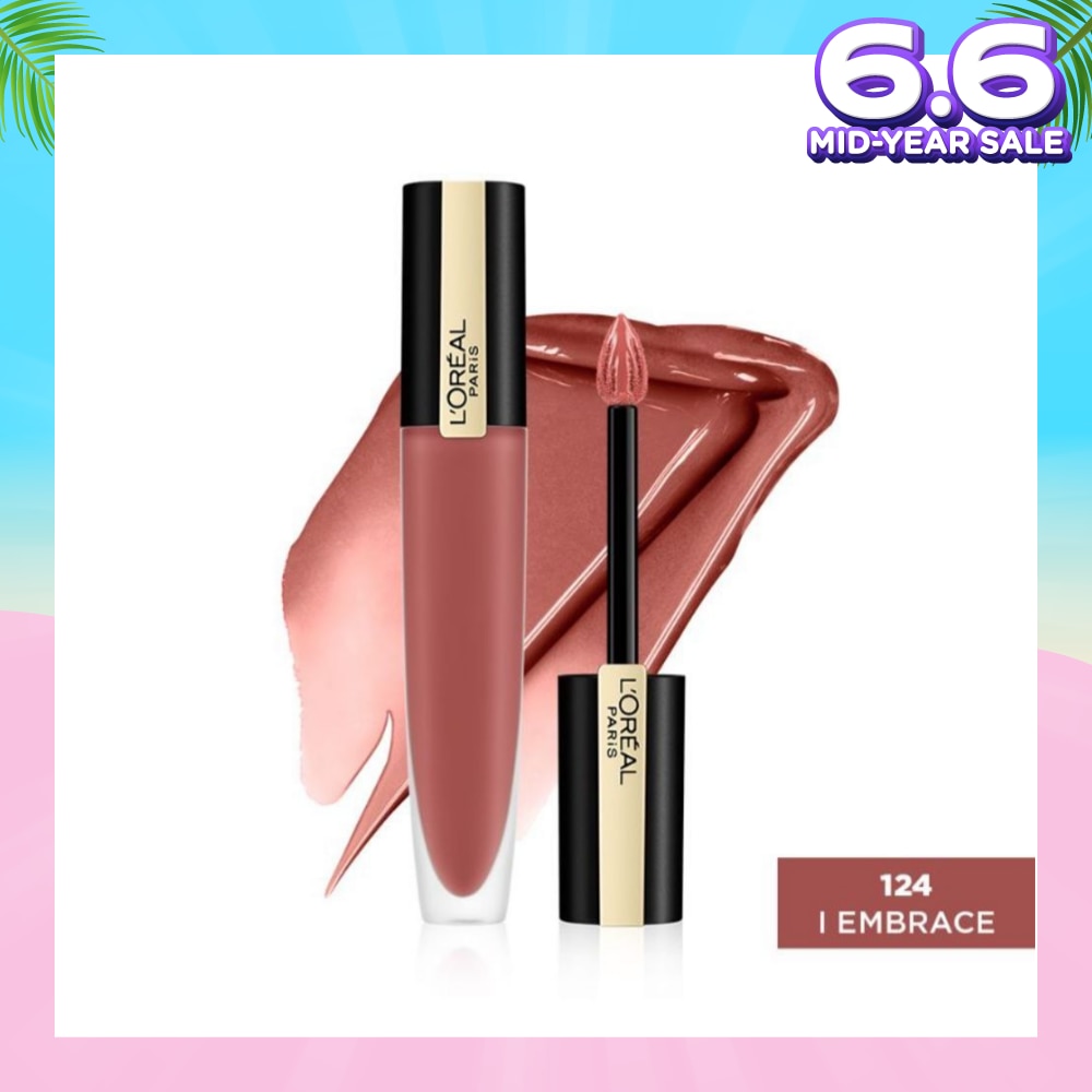 L'OREAL PARIS MAKEUP Rouge Signature Matte Lip Colour Liquid Lipstick 124 I Embrace 7ml