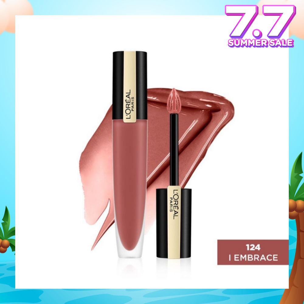 L'OREAL PARIS MAKEUP Rouge Signature Matte Lip Colour Liquid Lipstick 124 I Embrace 7ml