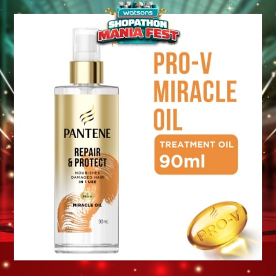 PANTENE - Pro-V Miracle Repair & Protect Hair Treatment Oil (To Nourishes Damaged Hair) 90ml (Expiry: Apr`2027)