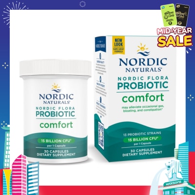 NORDIC NATURALS Nordic Flora Probiotic Comfort Vegan Capsule Dairy Free (For Support Regularly & Alleviate Bloating) 30s