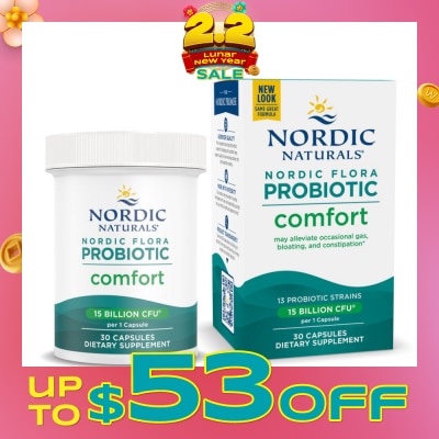 NORDIC NATURALS Nordic Flora Probiotic Comfort Vegan Capsule Dairy Free (For Support Regularly & Alleviate Bloating) 30s (Expiry: Aug`2026)