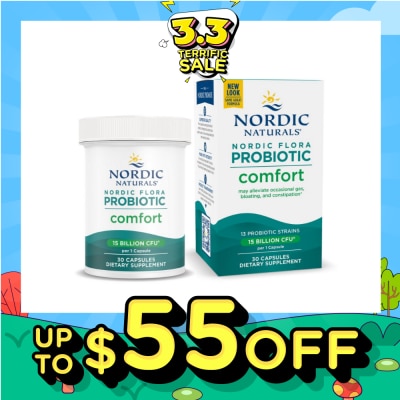 NORDIC NATURALS Nordic Flora Probiotic Comfort Vegan Capsule Dairy Free (For Support Regularly & Alleviate Bloating) 30s (Expiry: Aug`2026)