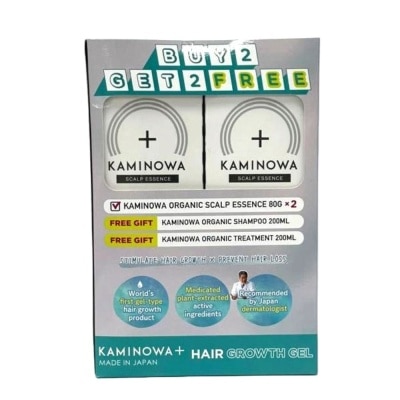 KAMINOWA Hair Growth Gel Packset (Organic Scalp Essence 80g x 2s+ Organic Shampoo 200ml + Organic Treatment 200ml) 1s