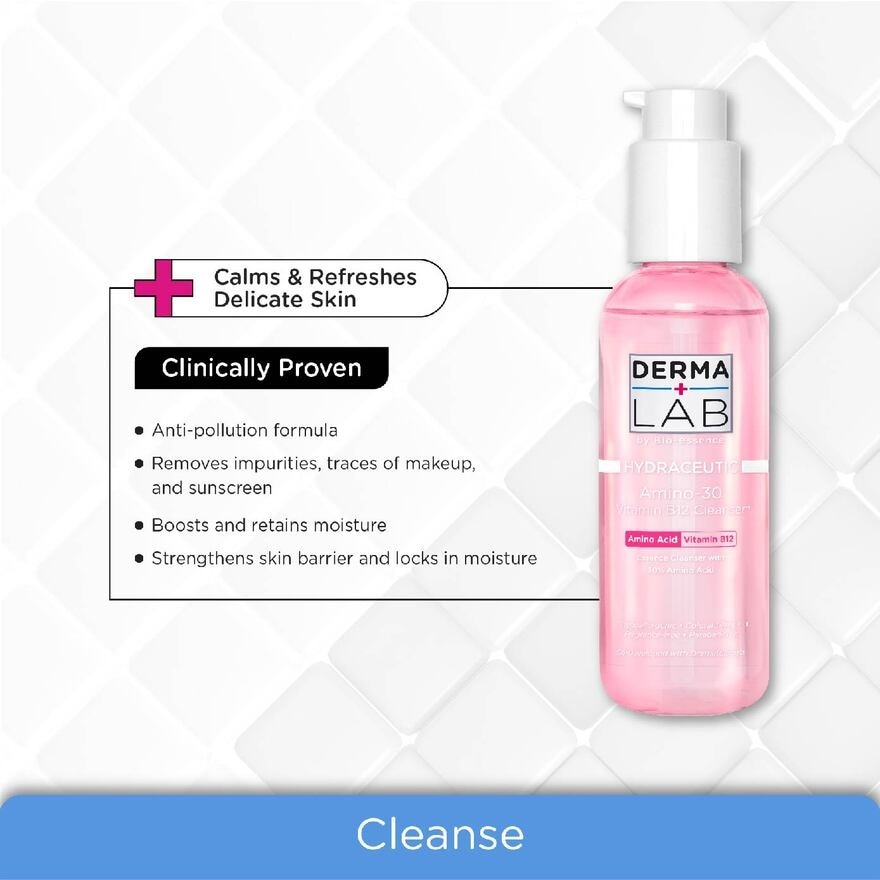 Hydraceutic Amino-30 Vitamin B12 Cleanser (Delicate & Soft Bubbles Thoroughly Remove Impurities + Traces of Makeup & Sunscreen) 130ml