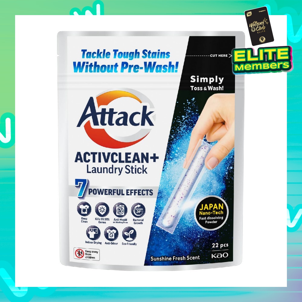 ATTACK Activclean+ Laundry Detergent Stick Capsule (Anti Mould + Kills 99.99% Germs) 22s