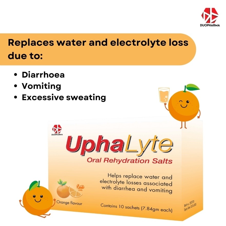 Oral Rehydration Salts Orange Flavour Sachet (Helps Replace Water & Electrolyte Losses) 10s