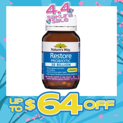 NATURES WAY - Restore Probiotic 50 Billion Hard Capsule (Help Enhance Healthy Digestive System Function) 30s (Expiry: Oct`2026)