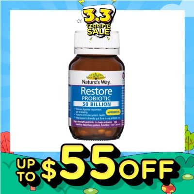 NATURES WAY Restore Probiotic 50 Billion Hard Capsule (Help Enhance Healthy Digestive System Function) 30s (Expiry: Oct`2026)