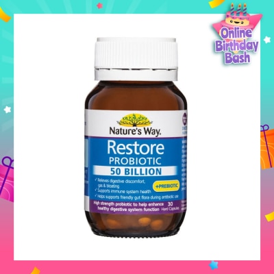 NATURES WAY Restore Probiotic 50 Billion Hard Capsule (Help Enhance Healthy Digestive System Function) 30s