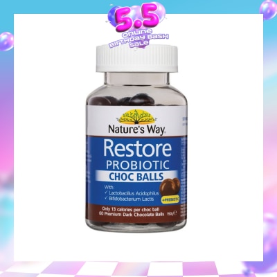 NATURES WAY - Restore Probiotic Choc Ball 60s (Expiry: Jan`2027)