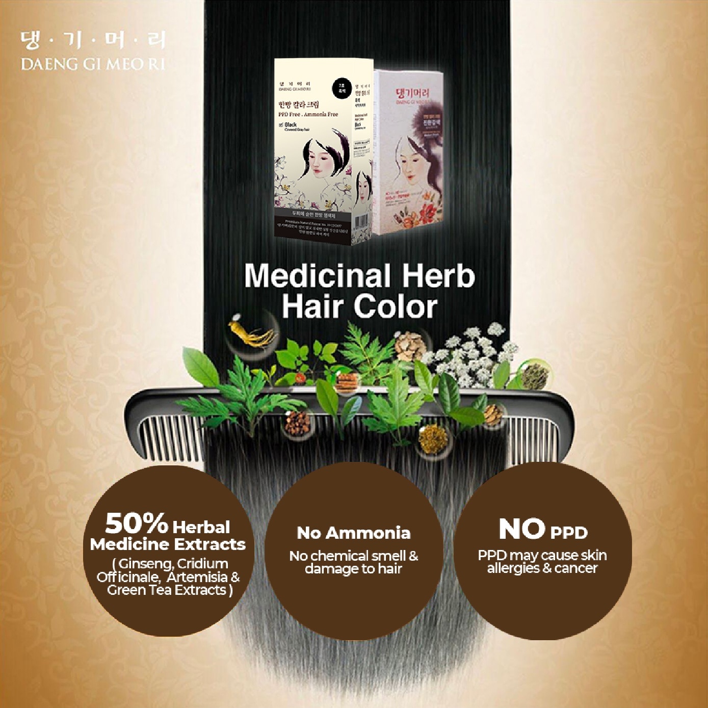Medicinal Herbal Hair Colour Black (For Grey Hair Coverage) 60g