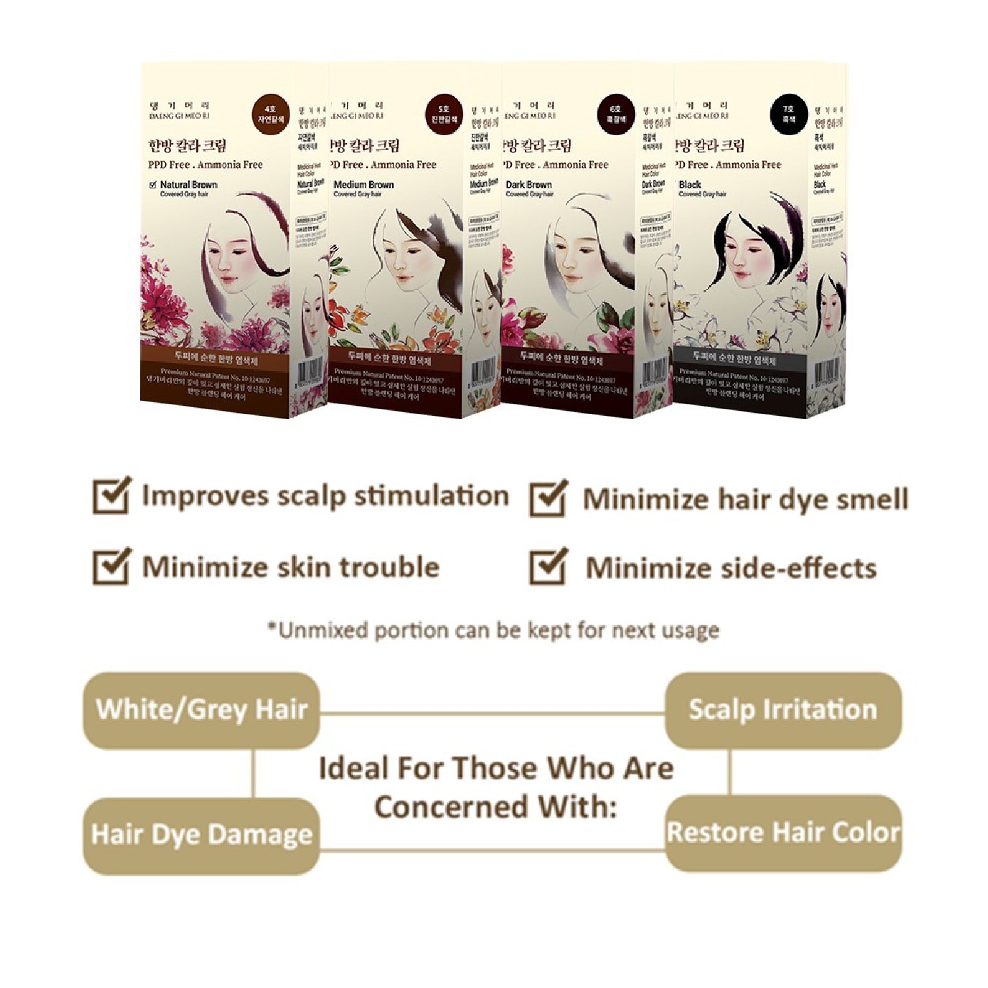 Medicinal Herbal Hair Colour Medium Brown (For Grey Hair Coverage) 60g
