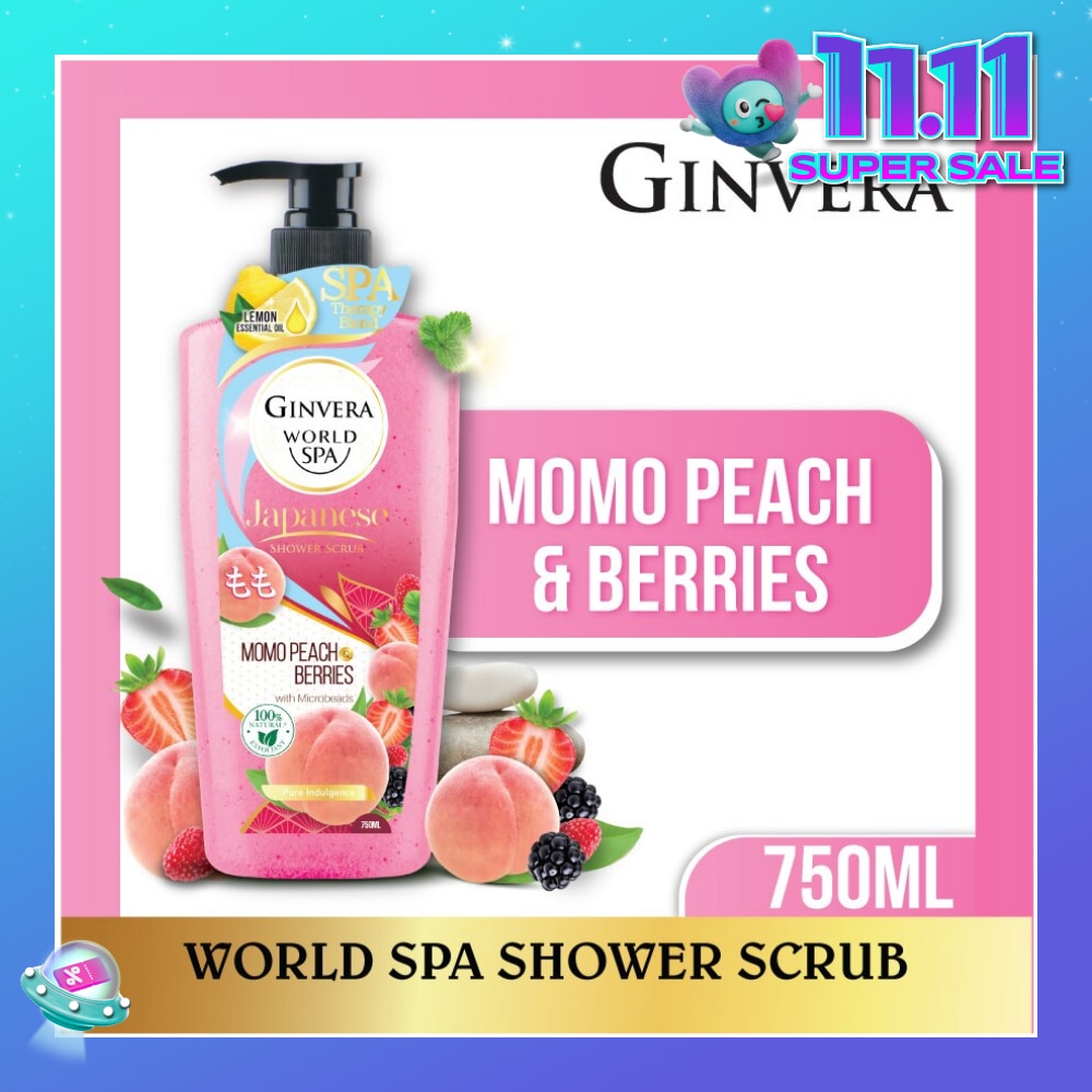 World Spa Shower Scrub Momo Peach & Berries 750ml