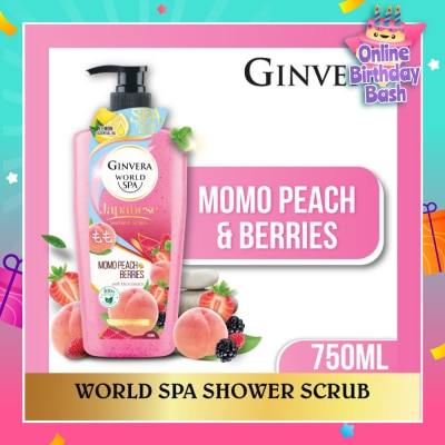 GINVERA World Spa Shower Scrub Momo Peach & Berries 750ml