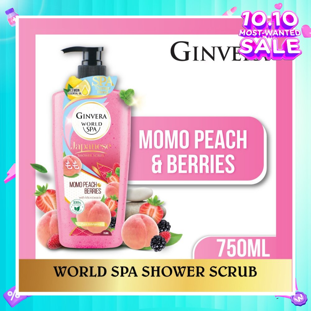World Spa Shower Scrub Momo Peach & Berries 750ml