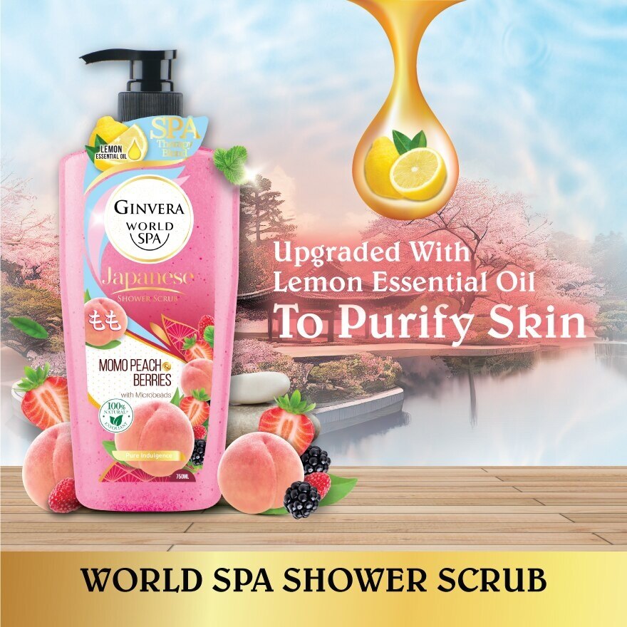 GINVERA World Spa Shower Scrub Momo Peach & Berries 750ml | Body