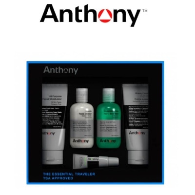 ANTHONY The Essential Traveler Kit (Glycolic Facial Cleanser 60ml + Invigorating Rush Hair & Body Wash 100ml + Shave Cream 90ml)